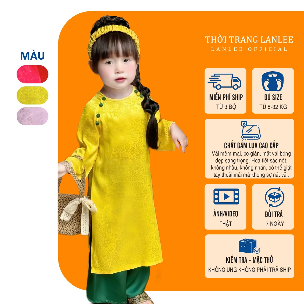 Áo Dài Trắng Cho Bé Gái 𝗟𝗮𝗻𝗹𝗲𝗲 𝗙𝗮𝘀𝗵𝗶𝗼𝗻 Mã TET