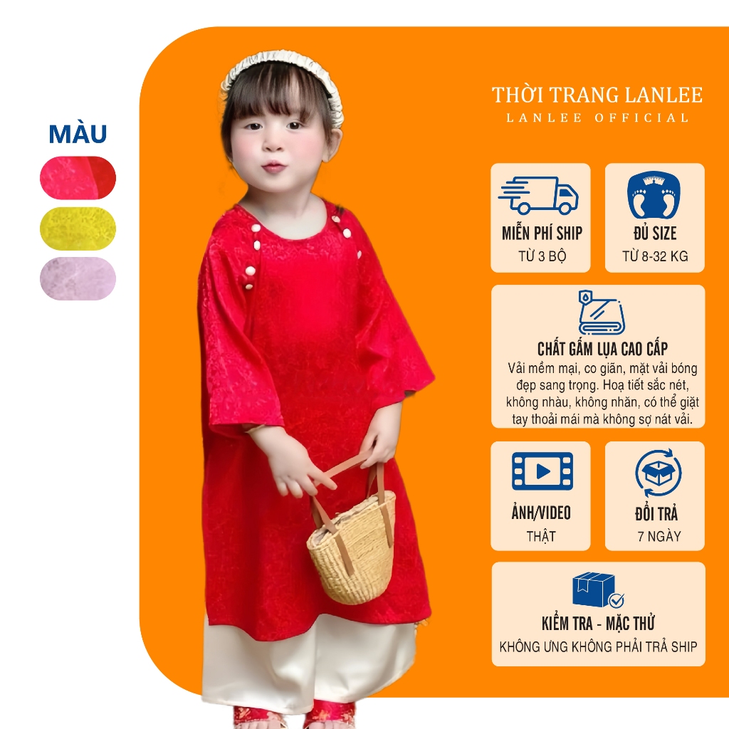 Áo Dài Trắng Cho Bé Gái 𝗟𝗮𝗻𝗹𝗲𝗲 𝗙𝗮𝘀𝗵𝗶𝗼𝗻 Mã TET