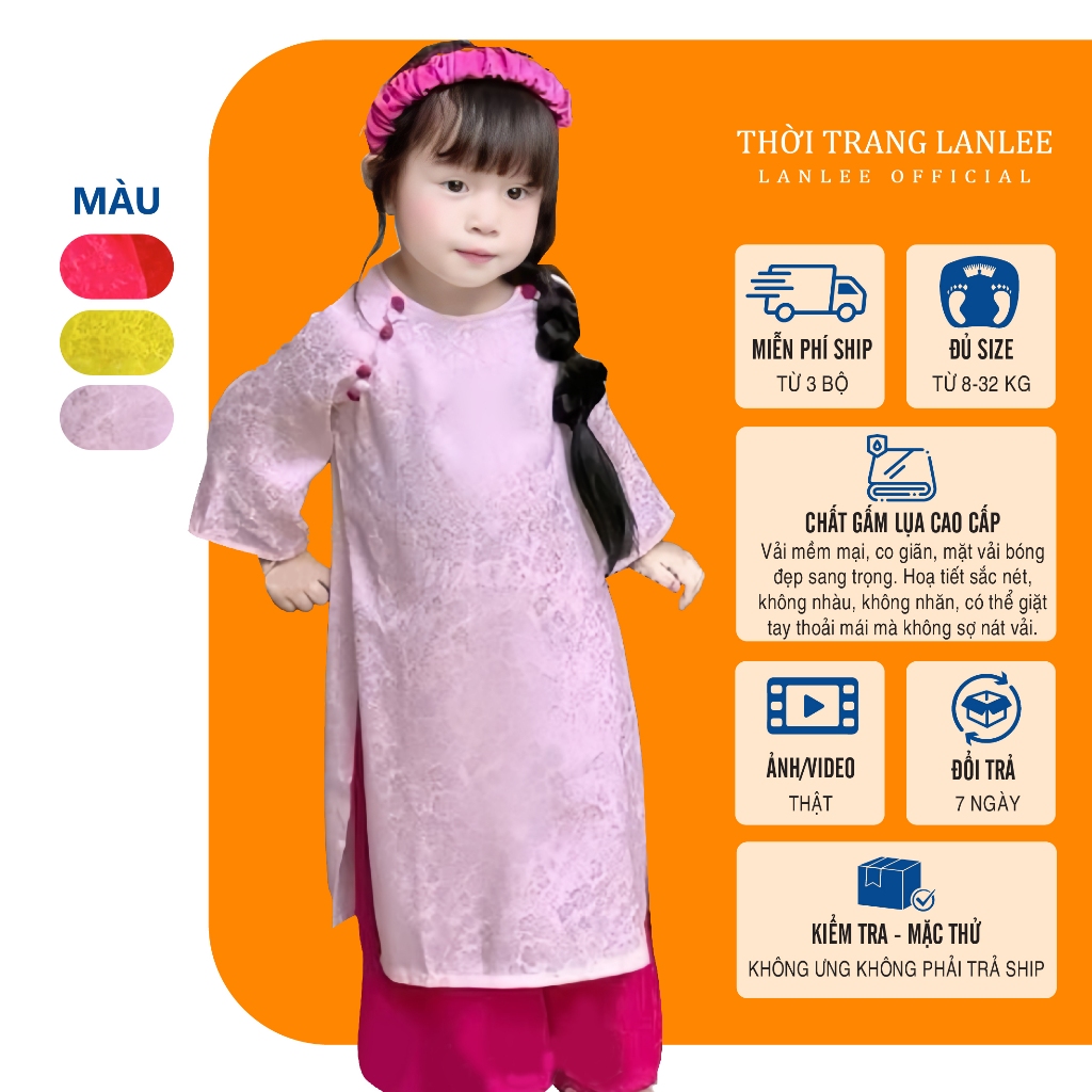 Áo Dài Trắng Cho Bé Gái 𝗟𝗮𝗻𝗹𝗲𝗲 𝗙𝗮𝘀𝗵𝗶𝗼𝗻 Mã TET