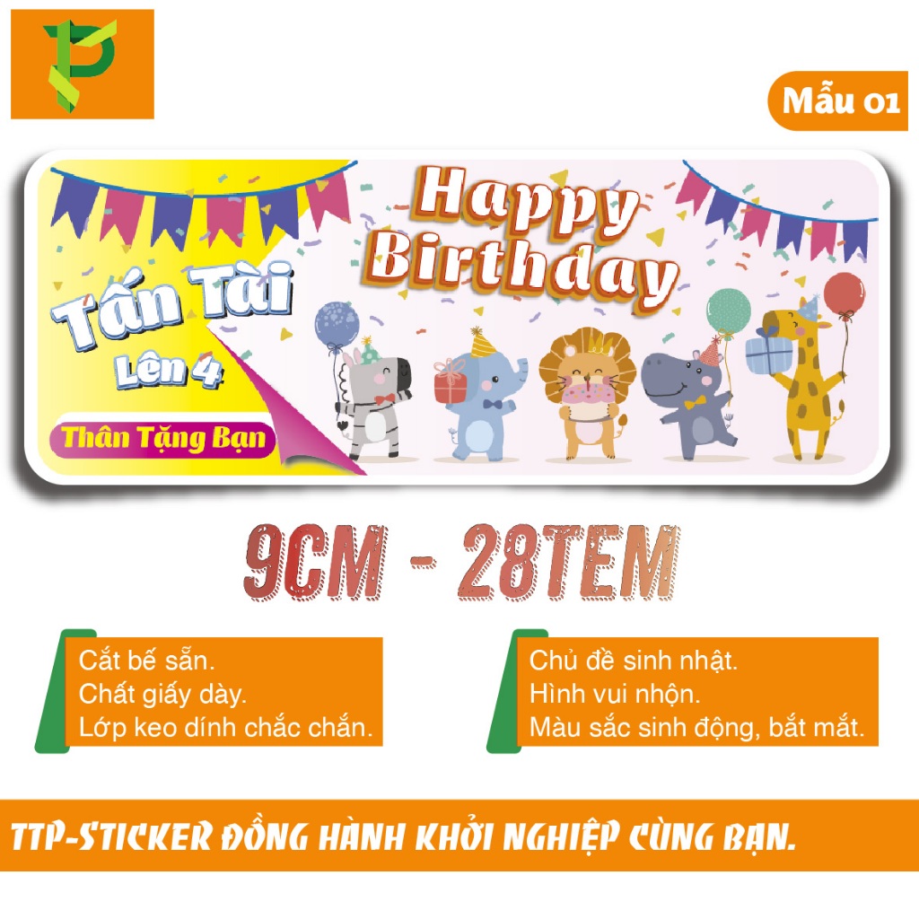 Set Sticker dán túi quà sinh nhật - in tên bé theo yêu cầu | Shopee ...