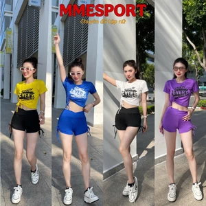 Bộ tập nhảy erobic, tập gym nữ, 9 màu đùi rút và áo buộc sường năng động thể thao nữ | Mme Sport