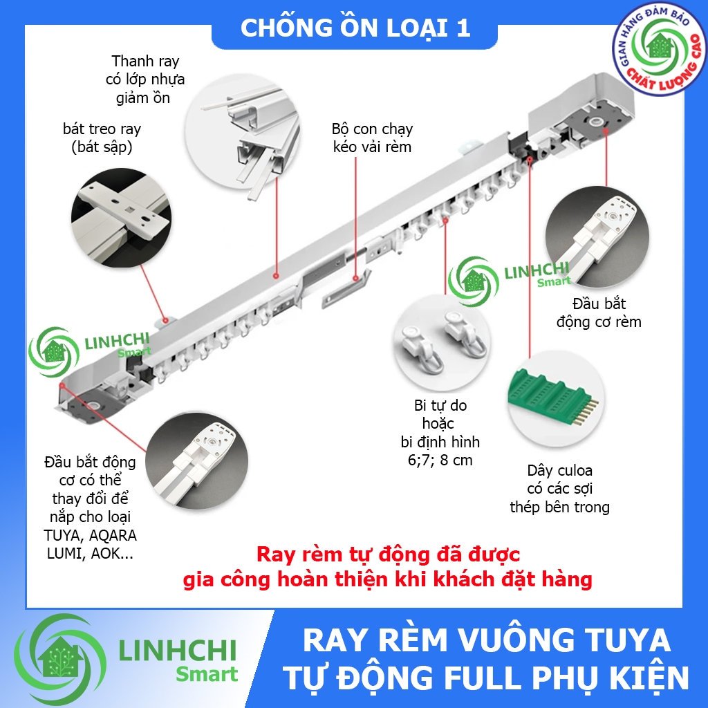 Ray Rèm Vuông Tự Động chống ồn loại 1 Full Phụ Kiện lắp cho các loại ...
