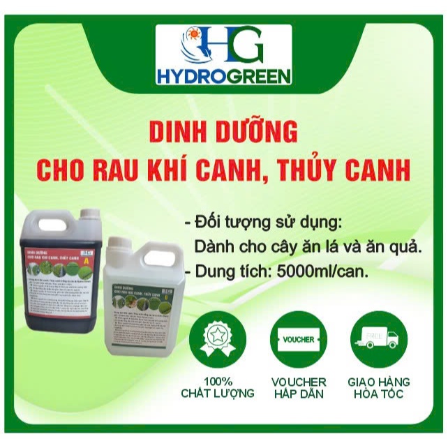 dinh dưỡng trồng rau thủy canh, khí canh cho cây ăn lá và ăn quả (10 lít)