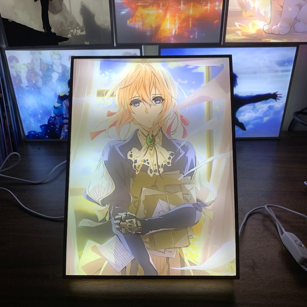 Tranh đèn led 3D đổi màu Violet Evergarden - Tranh đèn led 3D  trang trí bàn làm việc, đèn ngủ