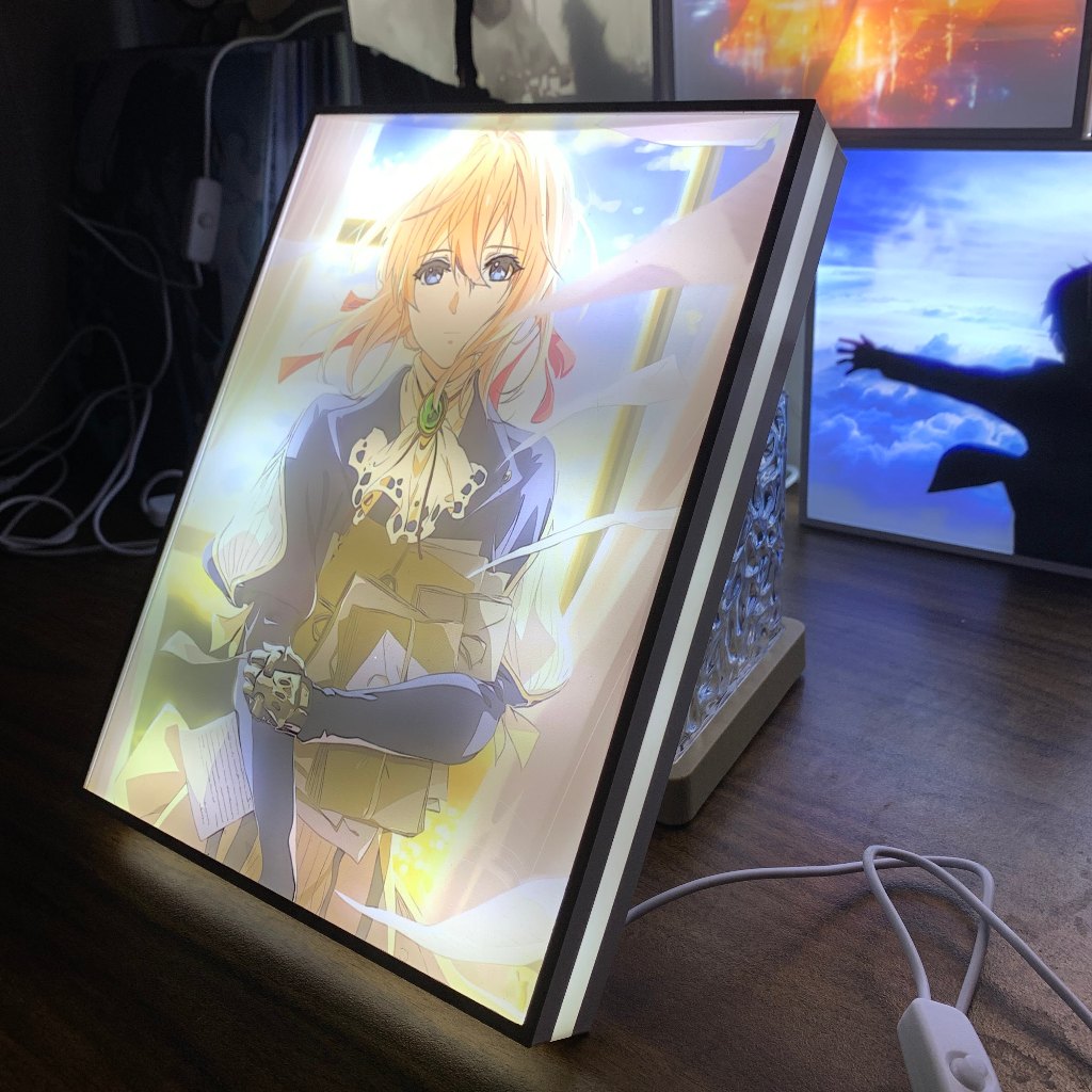 Tranh đèn led 3D đổi màu Violet Evergarden - Tranh đèn led 3D  trang trí bàn làm việc, đèn ngủ
