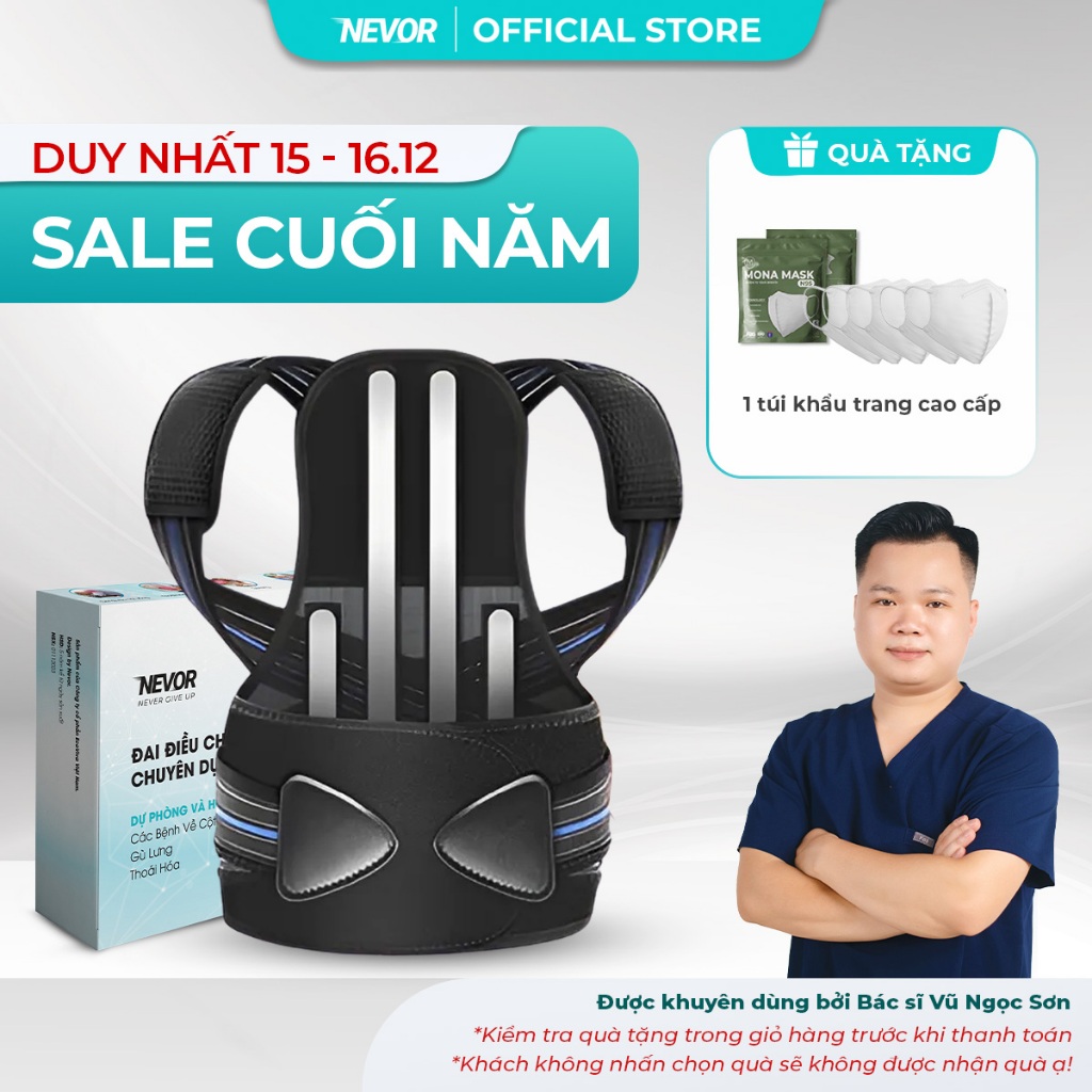 Đai Chống Gù Lưng Trẻ Em Nevor DCG04 Cao Cấp, Có Nẹp Cứng Hỗ Trợ Cong ...