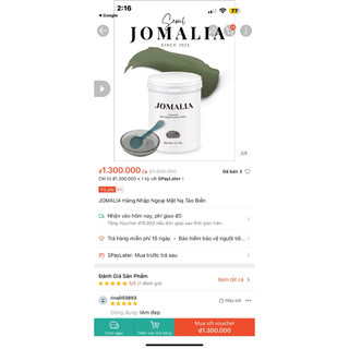 mặt nạ tảo biển JOMALIA