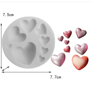 Khuôn silicon tạo hình trái tim hình tròn nhiều kích thước dùng trong làm bánh/đất sét/DIY