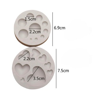 Khuôn silicon tạo hình trái tim hình tròn nhiều kích thước dùng trong làm bánh/đất sét/DIY
