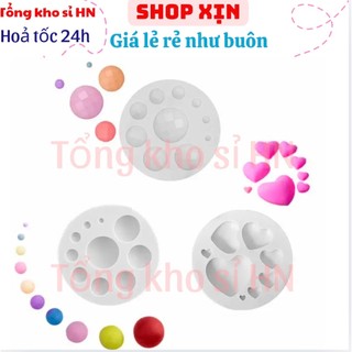 Khuôn silicon tạo hình trái tim hình tròn nhiều kích thước dùng trong làm bánh/đất sét/DIY