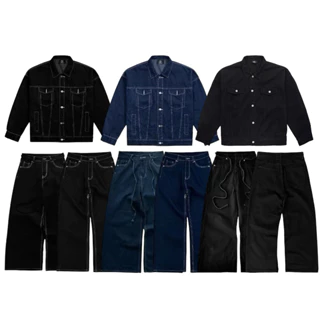 COMBO JACKET DENIM & set bộ jeans ống rộng và ống đứng form nam nử
