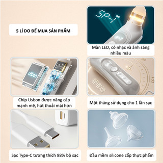 Máy hút mũi UB-007 chip mạnh mẽ mặt ốp gốm viền kim loại bền bỉ luôn như mới với đèn ngũ sắc