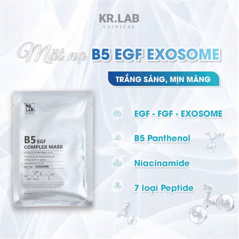 30-50 miếng Mặt nạ Kr.Lab B5 EGF complex và nạ Sena Demar Sodium DNA B5 vàmặt nạ ISOLUX whitening repair hạn 2028 IS79