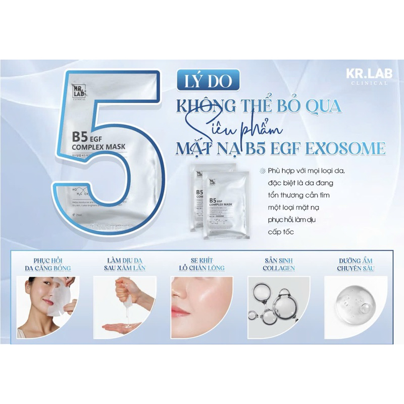 30-50 miếng Mặt nạ Kr.Lab B5 EGF complex và nạ Sena Demar Sodium DNA B5 vàmặt nạ ISOLUX whitening repair hạn 2028 IS79