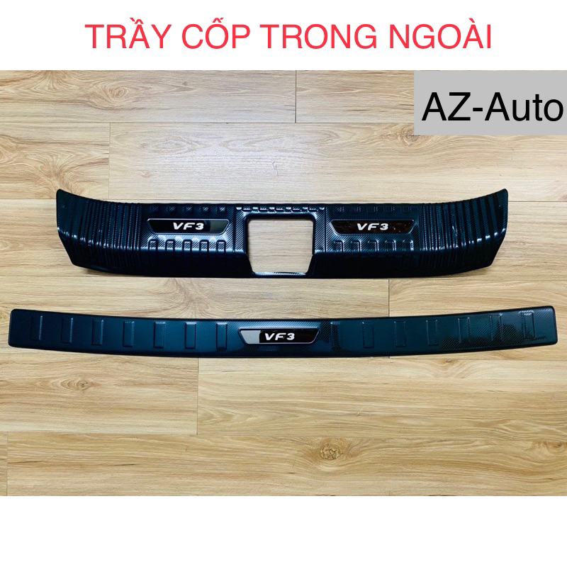 Ốp bậc cửa và chống trầy cốp trong, ngoài xe Vinfast VF3 vân Carbon hàng cao cấp chống xước, tăng thẩm mỹ