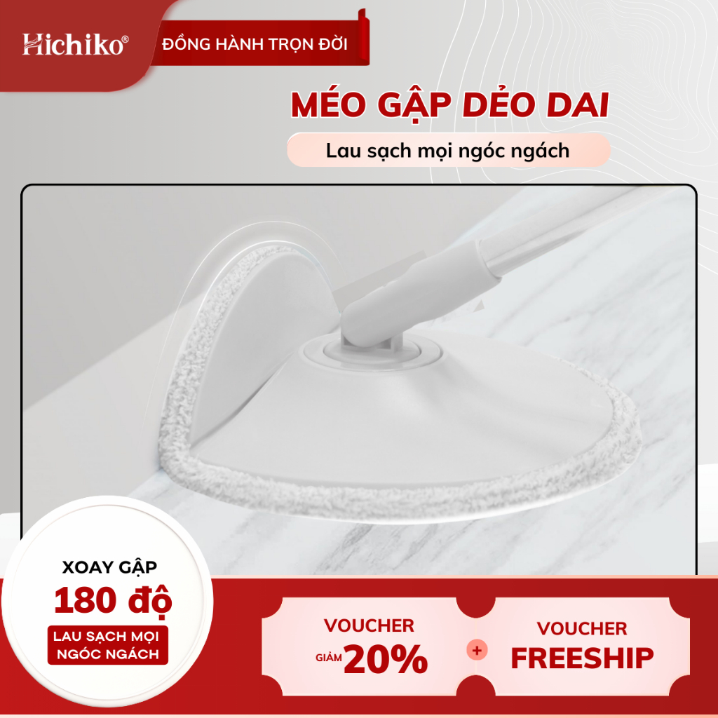 [Tặng 01 bông lau nhà] Cây lau nhà tách nước Hichiko, bảo hành 12 tháng