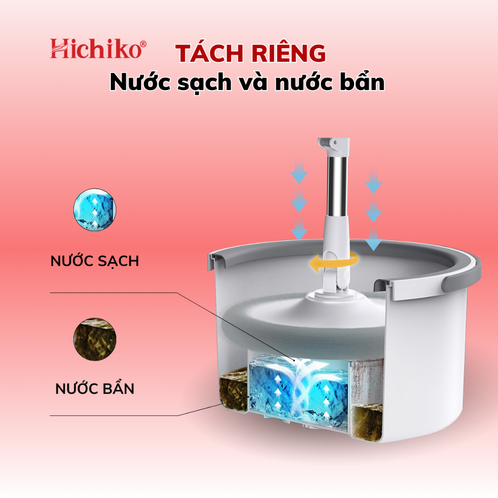 [Tặng 01 bông lau nhà] Cây lau nhà tách nước Hichiko, bảo hành 12 tháng