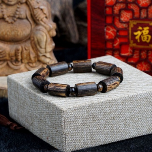 Vòng Tay Trầm Hương Trụ Trúc Sánh Chìm Cao Cấp Bình An [Tặng Hộp & Nụ] Vòng Đôi Gỗ Trầm Tự Nhiên Quảng Nam Cho Nam Nữ