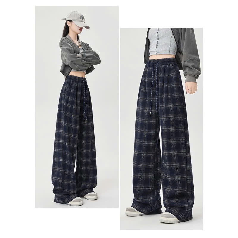 Quần Ống Rộng Nữ Chất Dạ Kẻ Mẫu Mới Hot Vải Đẹp Loại 1 Form Suông Tôn Dáng Siêu Mềm Mịn,Co Giãn Mặc Ấm