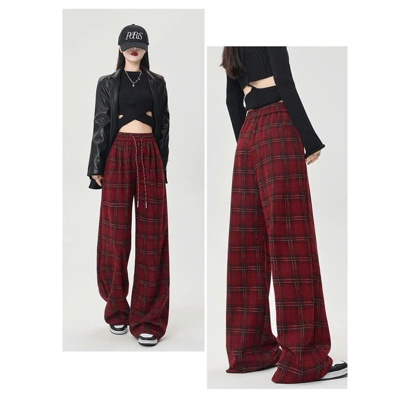 Quần Ống Rộng Nữ Chất Dạ Kẻ Mẫu Mới Hot Vải Đẹp Loại 1 Form Suông Tôn Dáng Siêu Mềm Mịn,Co Giãn Mặc Ấm