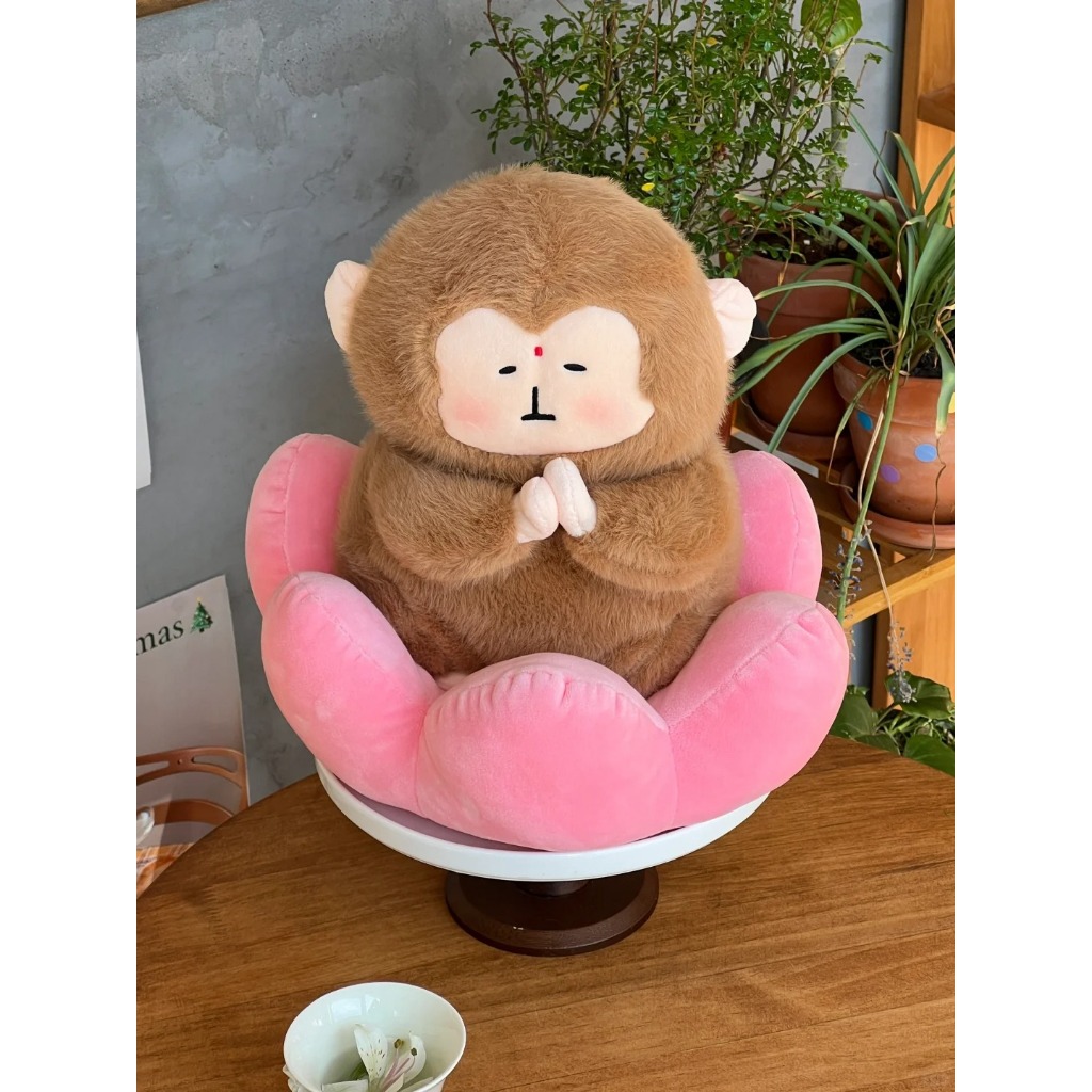Gấu Bông Khỉ Tịnh Tâm Ngồi Đài Hoa Sen Phong Cách Chữa Lành Đem Lại Cảm Giác Thoải Mái Và Yên Bình