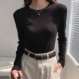 Áo giữ nhiệt dài tay cổ tròn nữ vải thun cotton cao cấp- MS1001