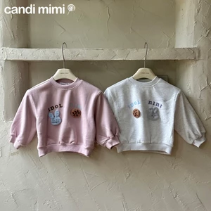 CANDIMIMI Áo nỉ cotton đính đầu thỏ dễ thương - Phong cách Hàn Quốc