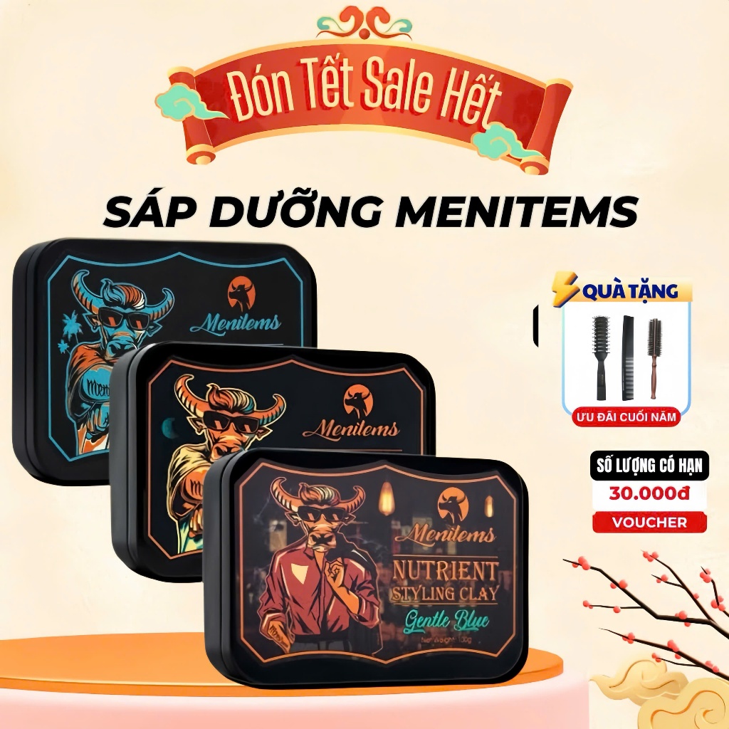 Sáp vuốt tóc MENITEMS, Tropical Wind, Perfect Night, Gentle Blue giữ ...