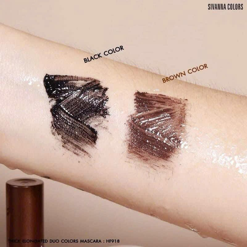 Mascara Sivanna 2 đầu (2 màu đen-nâu) HF901. Sản phẩm chống nước, chống lem trôi, 2 màu sắc chuẩn cho lông mày và mi.