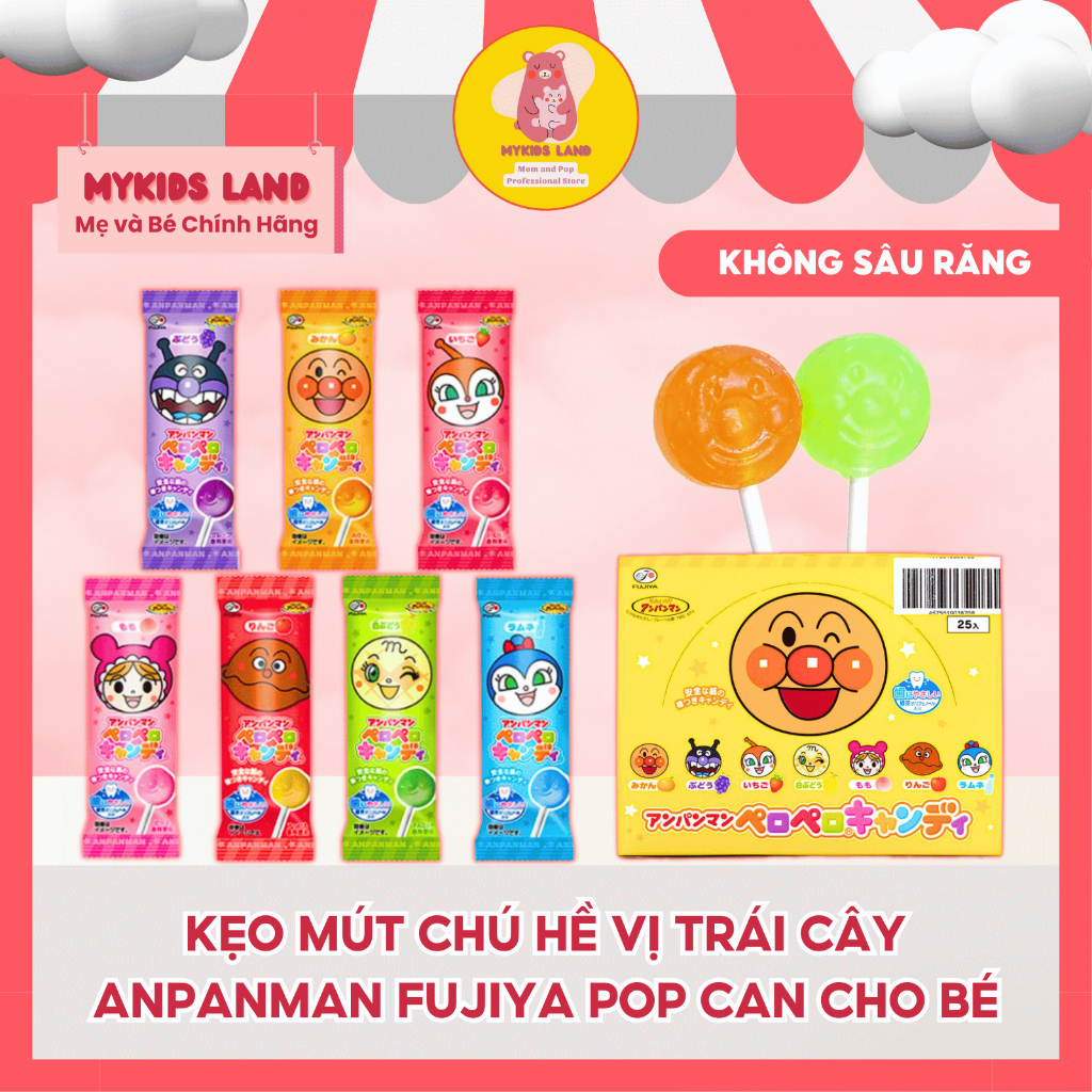 [DATE T7.2025] [Tách Lẻ] 1 Cây Kẹo Mút Chú Hề Anpanman Fujiya Pop CAN ...