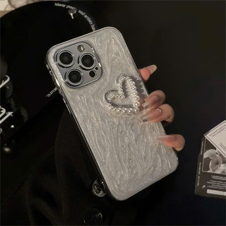 Ốp Lưng iPhone Trái Tim Lấp Lánh Bạc Cao Cấp, Chống Sốc, Bảo Vệ Camera - iP 7/8/Plus/X/XS/11/12/13/14/15/16/17/Pro/Max