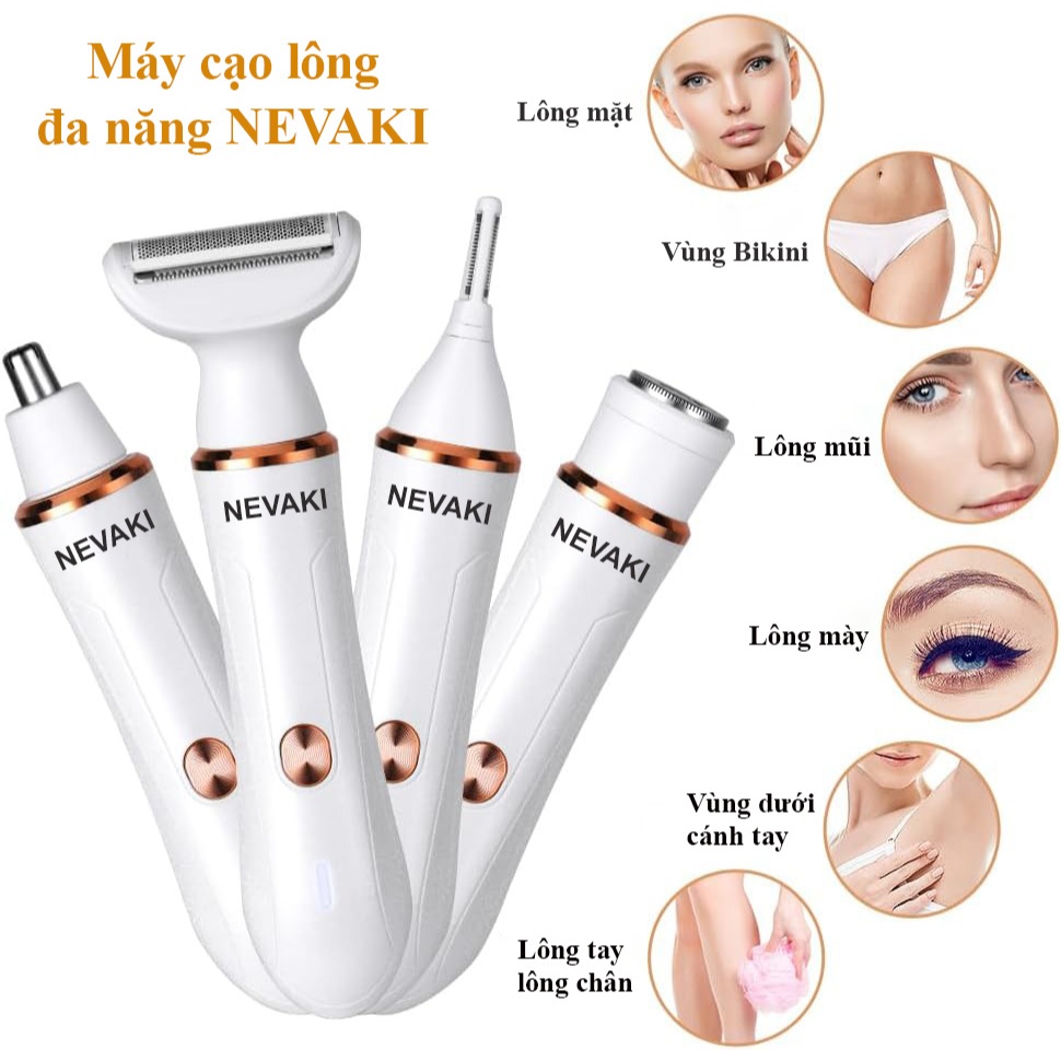Máy cạo lông triệt lông đa năng NEVAKI - máy cạo lông bikini, máy cạo lông mặt, tỉa lông mũi, máy cạo lông vùng kín.
