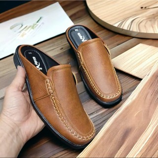 Giày sục nam giày lười nam giày nam không gót trung niên 3 màu đen nâu vàng bò đế khâu chắc chắn