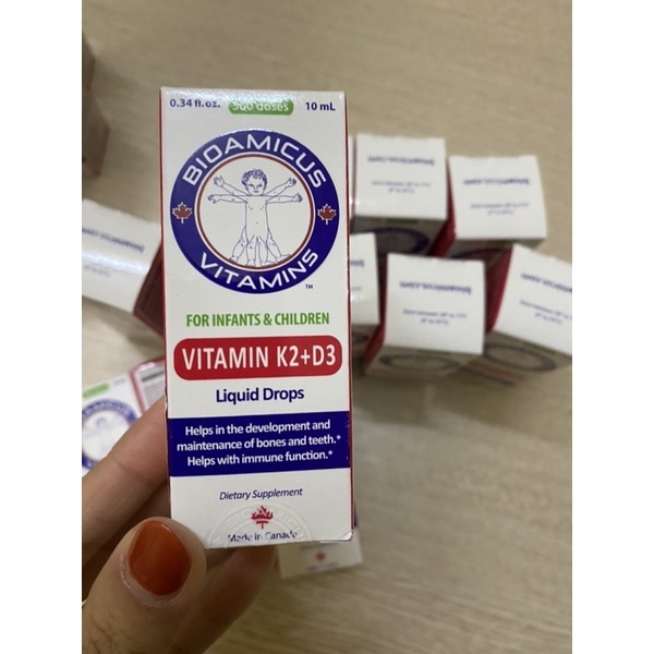 Combo Ăn Ngon Cao Lớn - Men Vi Sinh 10 Chủng BioAmicus lọ 10mL & BioAmicus Vitamin D3K2-MK7 lọ 10mL + QUÀ