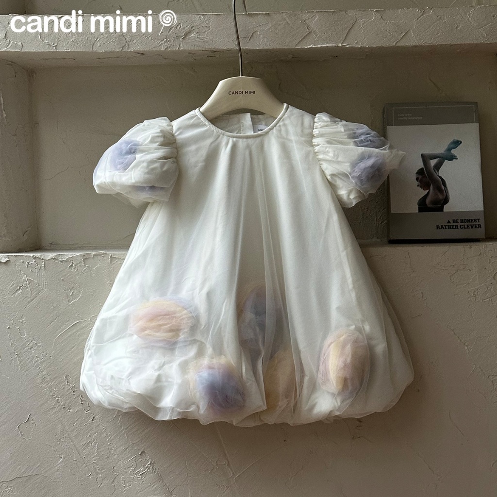 CANDIMIMI Váy quả bí đính bông nhiều màu sắc cao cấp - Phong cách Hàn Quốc