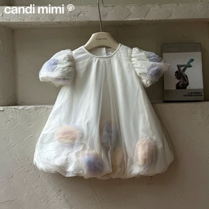CANDIMIMI Váy quả bí đính bông nhiều màu sắc cao cấp - Phong cách Hàn Quốc