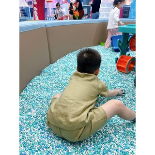 [JUNE LINEN -Kids] - Bộ áo danton mix short PURE LINEN cho bé trai 12-33kg. Nhiều màu. #VT02