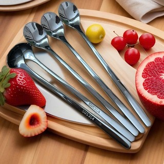 Inox 304 Set 5 Thìa Cà Phê Giot Nước Bạc 17cm Muỗng Ăn Kem Trà Sữa Trà Đào Đẹp Lung Limh
