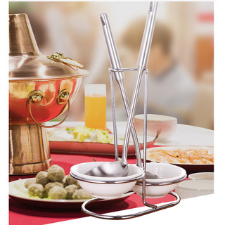 Giá Để Thìa Canh Đôi Inox - Giá Kê Muôi Lẩu và 2 Bát Đựng Sành Sứ / Inox Sang Trọng