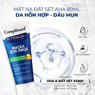 Mặt Nạ Đất Sét Hỗ Trợ Làm Sạch Sâu, Kiềm Dầu Compliment No Problem Macka (80ml/tuýp)