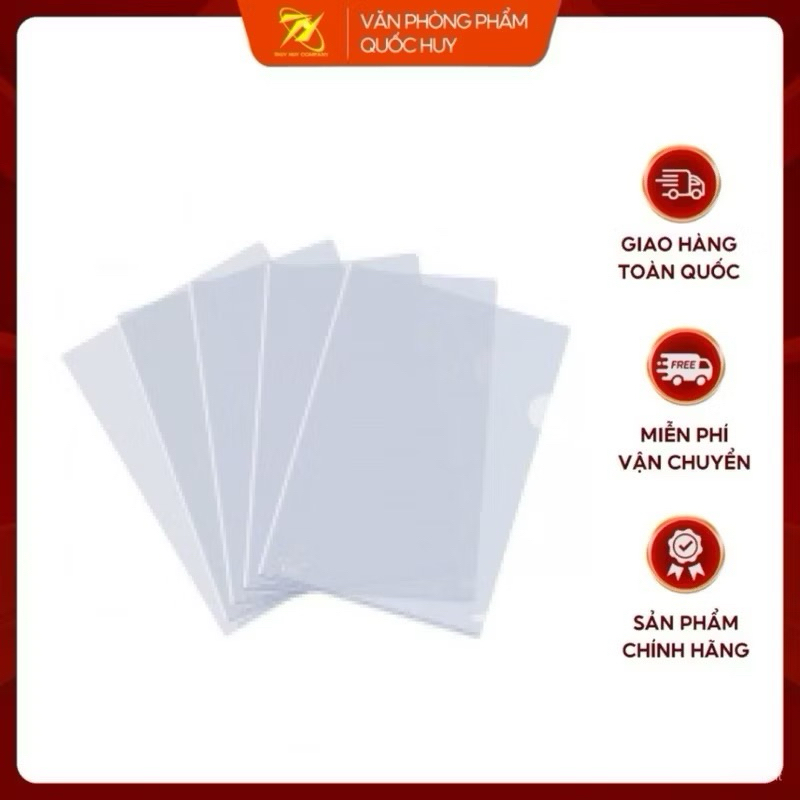 BÌA LÁ HỞ 2 CẠNH A4, TẬP 100 CÁI, ĐL 0,13MM XANH DƯƠNG, PLUS - VPP QUỐC HUY