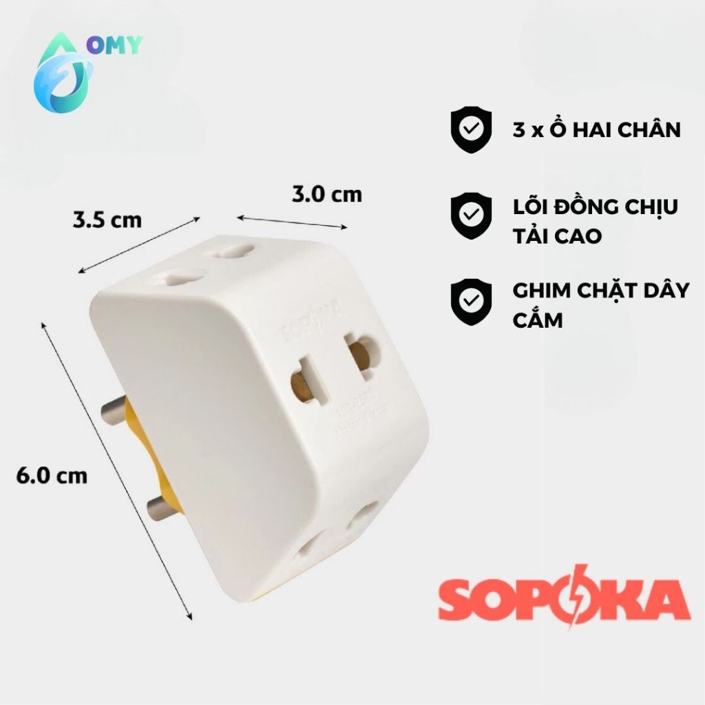 Ổ Chia Xoay 360 độ Sopoka Chất Liệu Nhựa ABS Chống Cháy Nổ