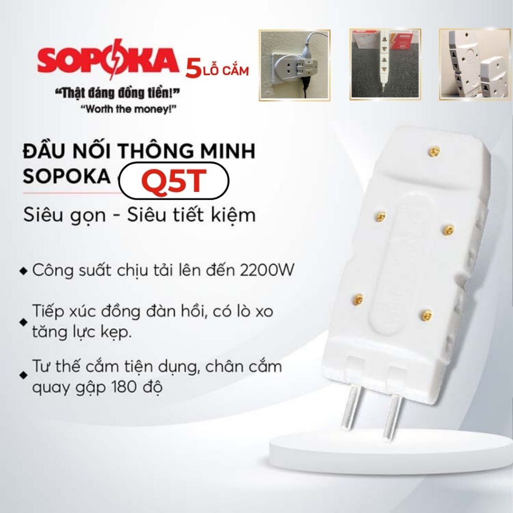 Ổ Chia gập góc Sopoka Chất Liệu Nhựa ABS Chống Cháy Nổ