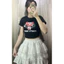 Áo Croptop Tay Ngắn Nữ Dáng Ôm Vạc Bầu In Hình Hoạ Tiết TUANLECLOTHING Cổ Tròn Màu Xám Dáng Ngắn