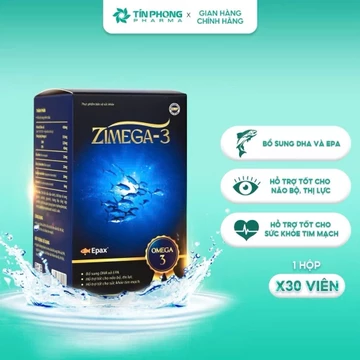 Viên uống bổ sung DHA và APA Zimega-3, Hỗ Trợ Tốt Cho Não Bộ, Thị Lực, Hỗ Trợ Sức Khỏe Tim Mạch Lọ 30 Viên