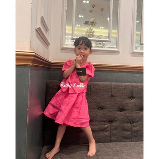 [JUNE LINEN -Kids] - Bộ áo tay nhún mix quần váy PURE LINEN cho bé gái 12-25kg. Nhiều màu. Ảnh thật.