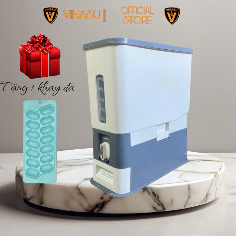 (TẶNG KHAY ĐÁ )Thùng đựng gạo thông minh dung tích 16kg Vinasu