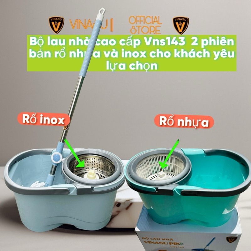 Bộ Lau Nhà Lồng Inox và lồng nhựa rời VNS143