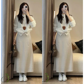 Chân váy LINEN THÔ dáng dài 88cm có lót trong (ẢNH OLDSCHOOL) Hàng đẹp