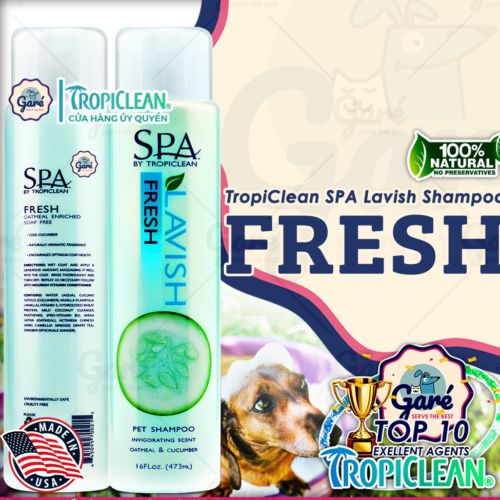 473ml Sữa tắm SPA Lavish by TropiClean dưỡng lông thiên nhiên